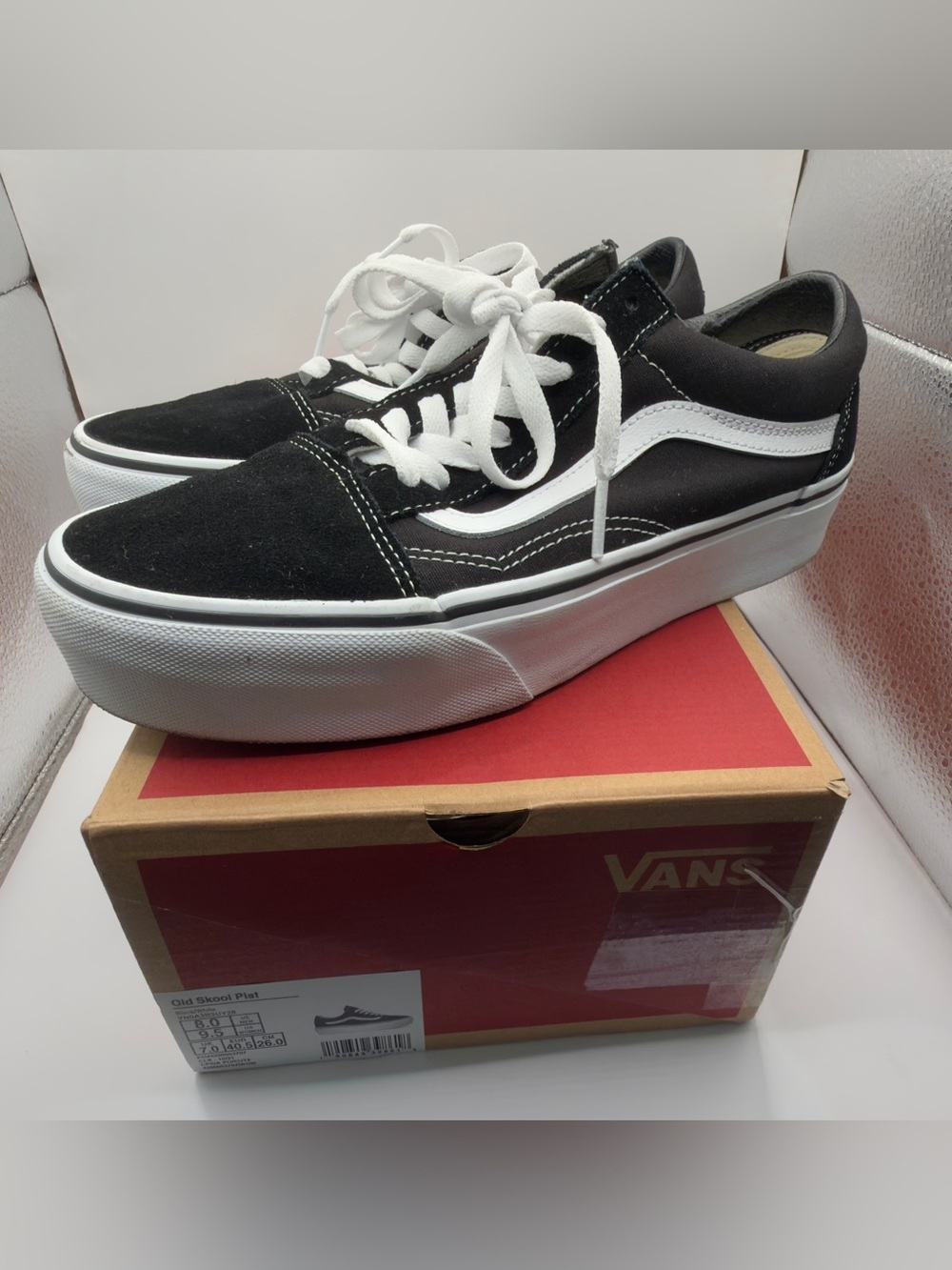 Vans Black and White Old Skool Platform Sneakers
